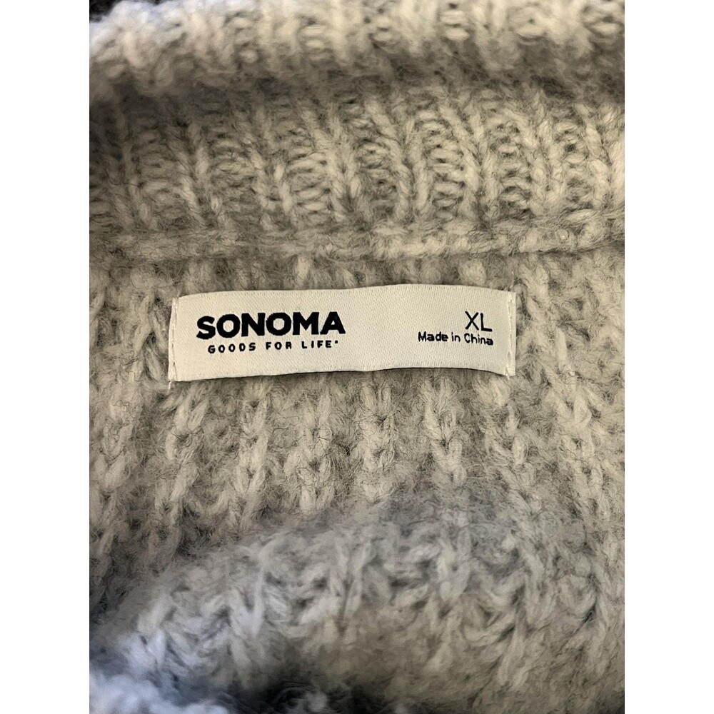 Sonoma Goods For Life Sweater Womens XL Gray Fuzzy Chunky Knit Pullover Cozy - Picture 7 of 9